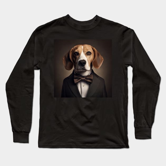 Beagle Dog in Suit Long Sleeve T-Shirt by Merchgard